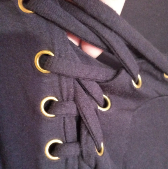 Venus black long sleeve lace up top women's size XSmall - Picture 4 of 7